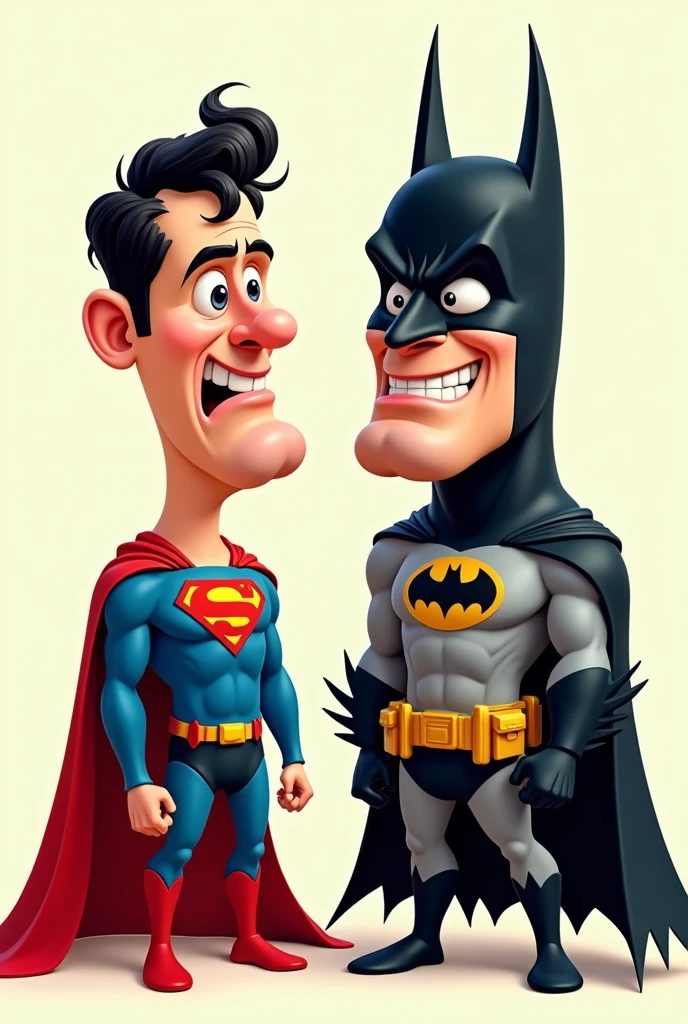 Joker and Batman are depicted in an unusual and unsettling scene where they are bullying and laughing at a small child. Joker, dressed in his colorful outfit with his signature menacing grin, laughs in a disturbing manner, while Batman, in his traditional black suit, joins in the mockery. The child appears distressed or upset, while Joker and Batman’s expressions reflect a sense of cruel amusement. The overall atmosphere of the image combines the unsettling and bizarre, featuring two iconic characters in a scenario marked by ridicule and insensitivity.