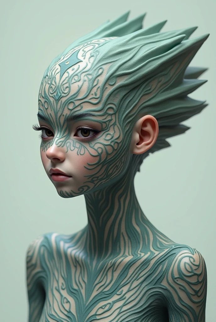 one girl, elf ears, , pure, cute naked, topless, a Woman alien mix, human Body, big tits,   shed skin, alien nose but the Rest of the face ist human, (((whiskers))) big eyes, full black eyes, hybride  50 %alien and  50 % human, face mostly woman,  shed kin at Body Arms and shoulders and neck , full black Iris, slender No clothes,snake shed skin, black skin, fat lips, bimbo lips, tail, fangs,snub nose, Reptile skin, big tits, big ass, slim waist,full naked, 