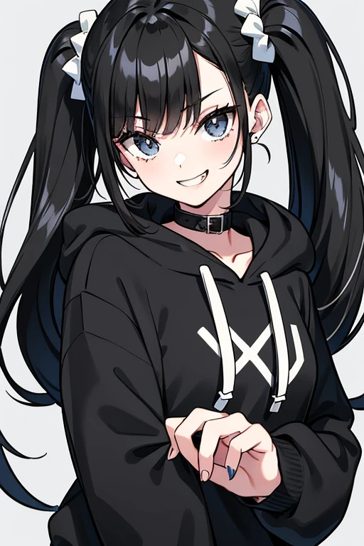 girl、Small breasts、Black Hair、Iris、ponytail、Black sweater、Put on a white coat、smile、Health Department、Health teacher