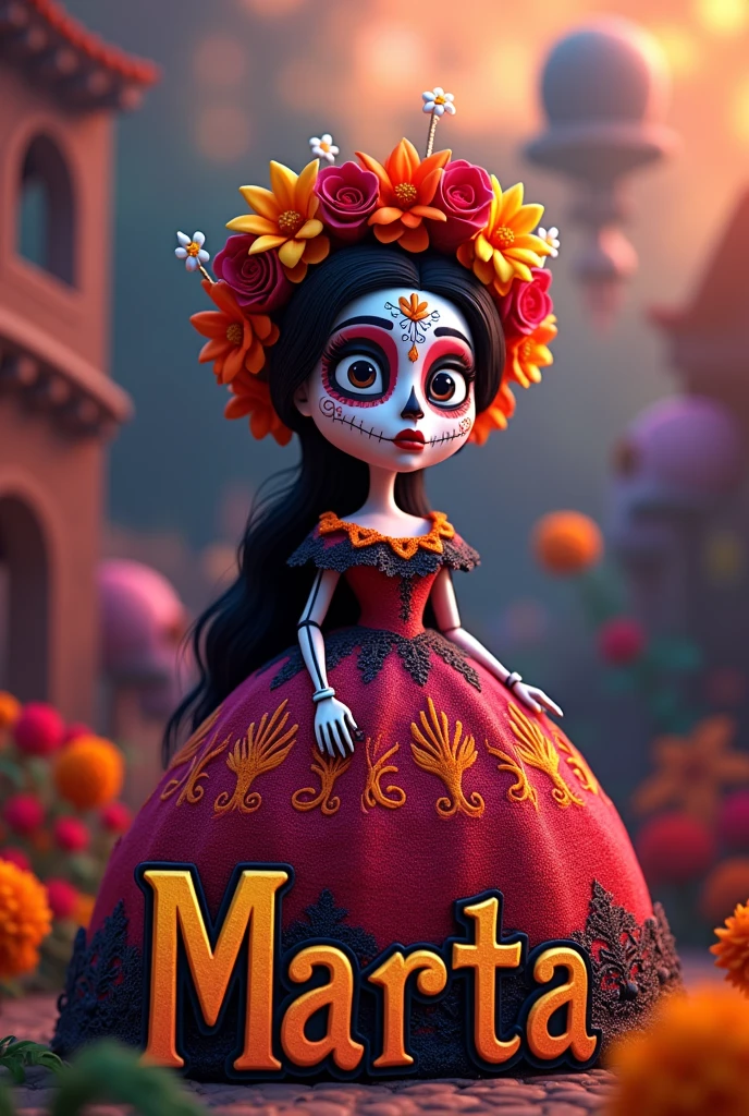 masterpiece, best quality, Day of the Dead, Dia de los Muertos, skull, sugar skull, calavera, Mexican culture, traditional, celebration, remembrance, colorful, festive, face paint, flowers, marigolds, altar, offerings, candles, skeleton, afterlife, spirits, ancestors, Mexican holiday, vibrant, decorative, traditional dress, papel picado, symbolic, festive makeup, cultural heritage, joyful, commemoration, artistic, folk art, spiritual, lively, macabre, death, festive atmosphere, family, community, lively celebration, festive music.