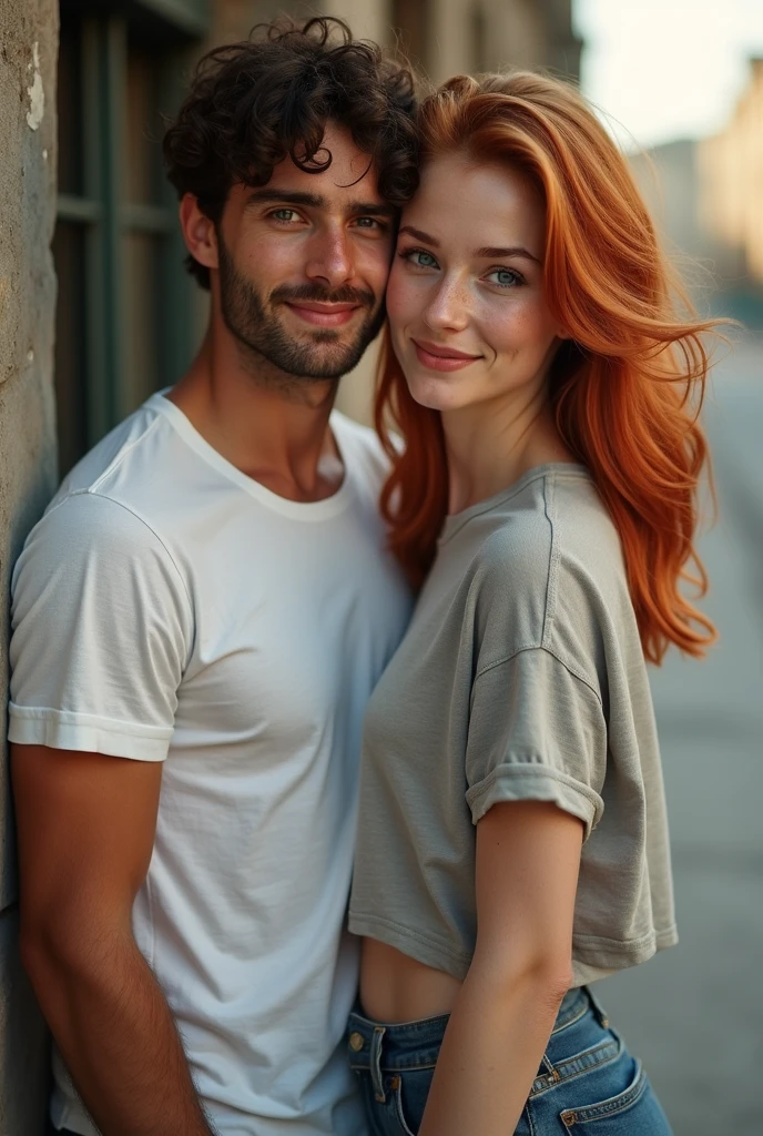 Two blonde and redhead men hugging