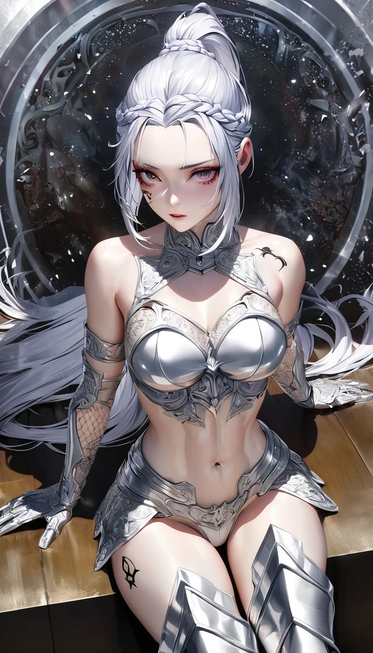 1girl in、Black Dragon Monster Girl、white  hair、Gold Eye