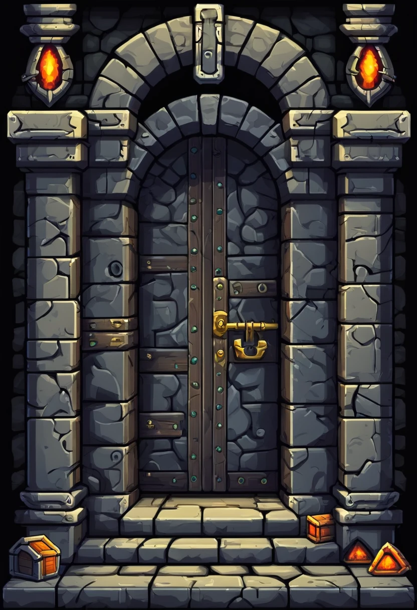 platformer 2d dungeon stone block door