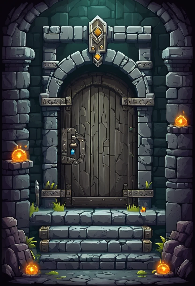 platformer 2d dungeon stone block door