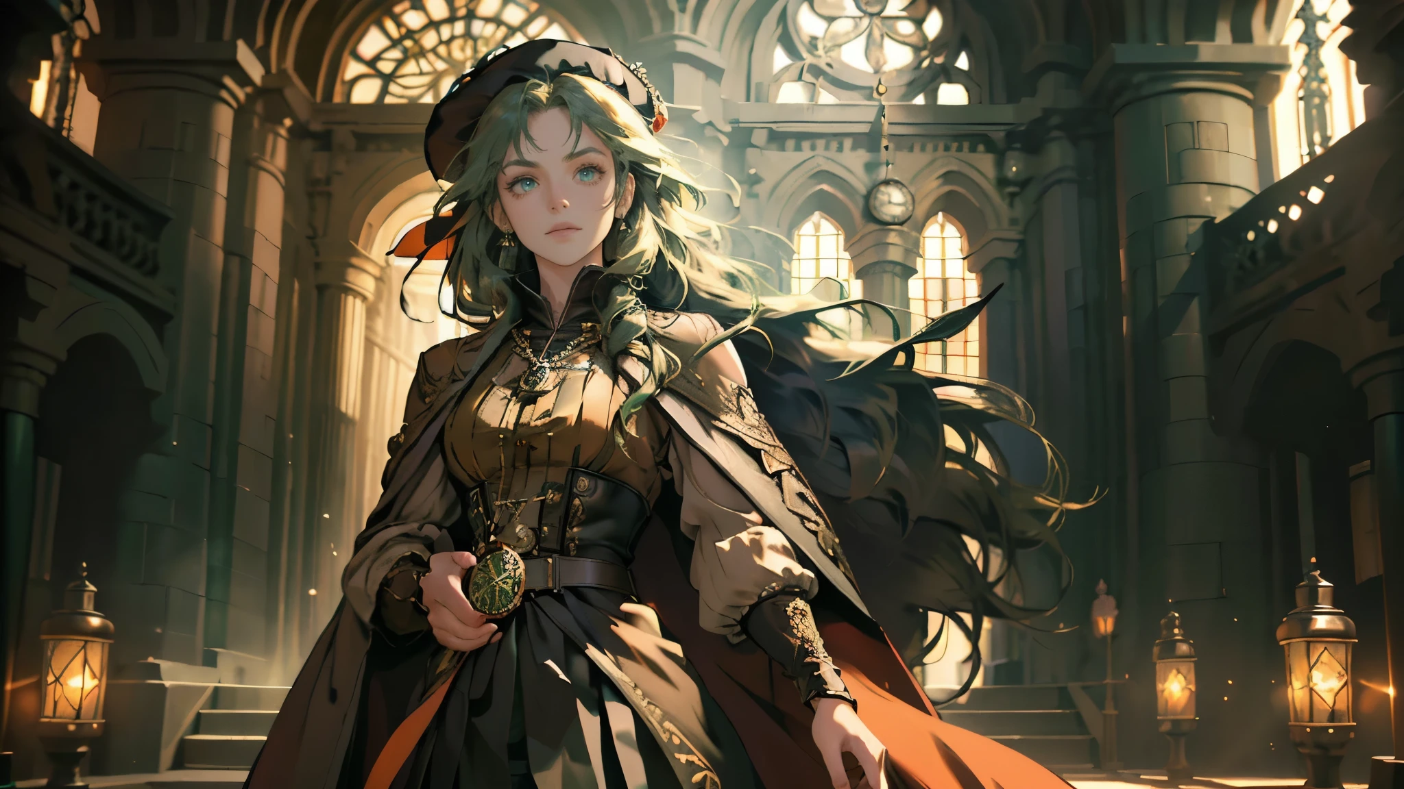 A close up of a woman in a dress and a hat - SeaArt AI