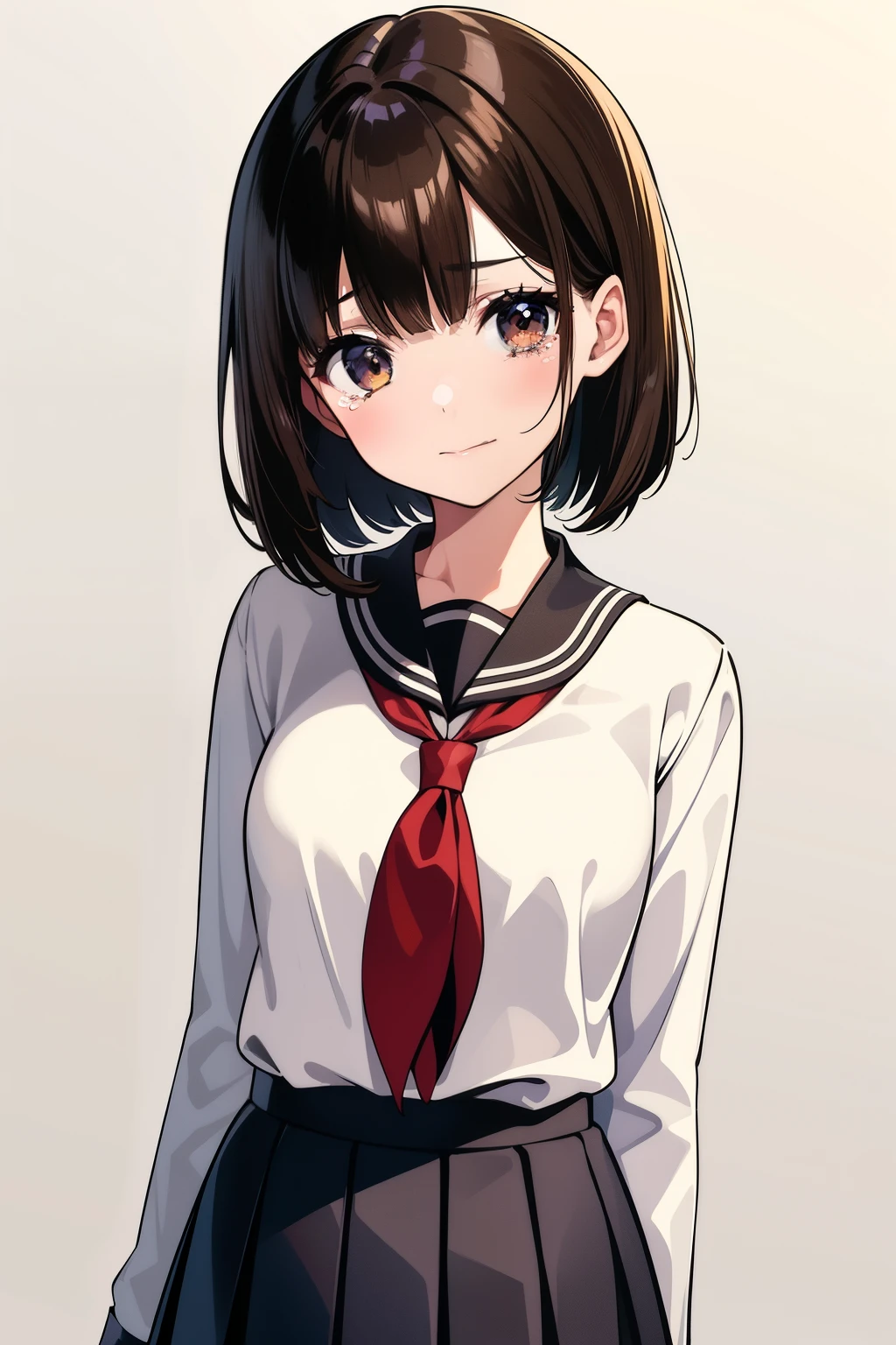 Anime girl in a school uniform with a red tie - SeaArt AI