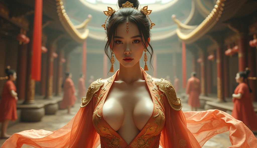 アニメ, Purple cat ears, long hair, pretty clothing, guvéz style, clareza 4k, pop station, ancient architecture, seductive girl, appealing, Genshin Ker, estilo アニメ, 8k, linda mulher de アニメ, In front of .
