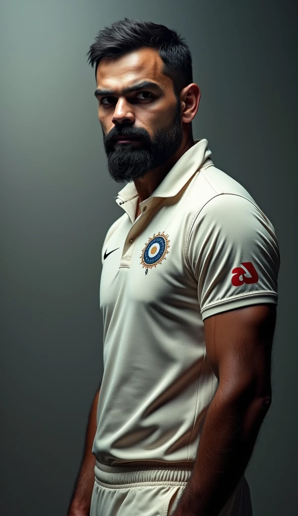 Base model of a handsome indian man, in the stadium, homoerotic, masterpiece, , handsome face, posing for photo shoot, ultra HD, 16k resolution, handsome face, beautiful eyes, messy hair, he is a cricket player, (wearing indian cricket team Jersey), penis