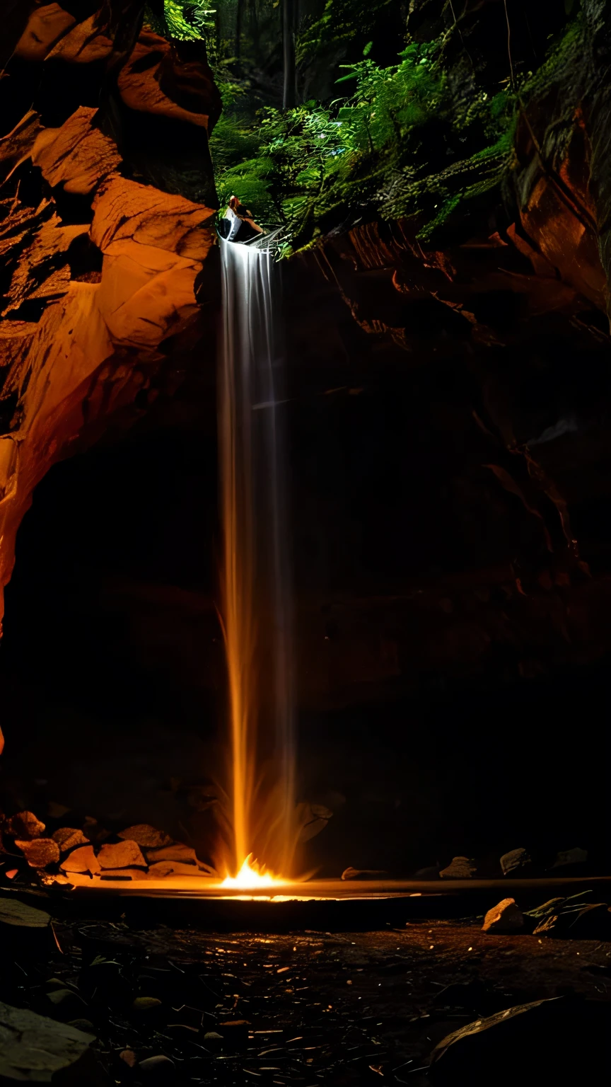 Eternal flame of Chestnut Ridge Park, The small cave behind the 35-meter waterfall hides a flame, the existence of which remains a mystery to this day