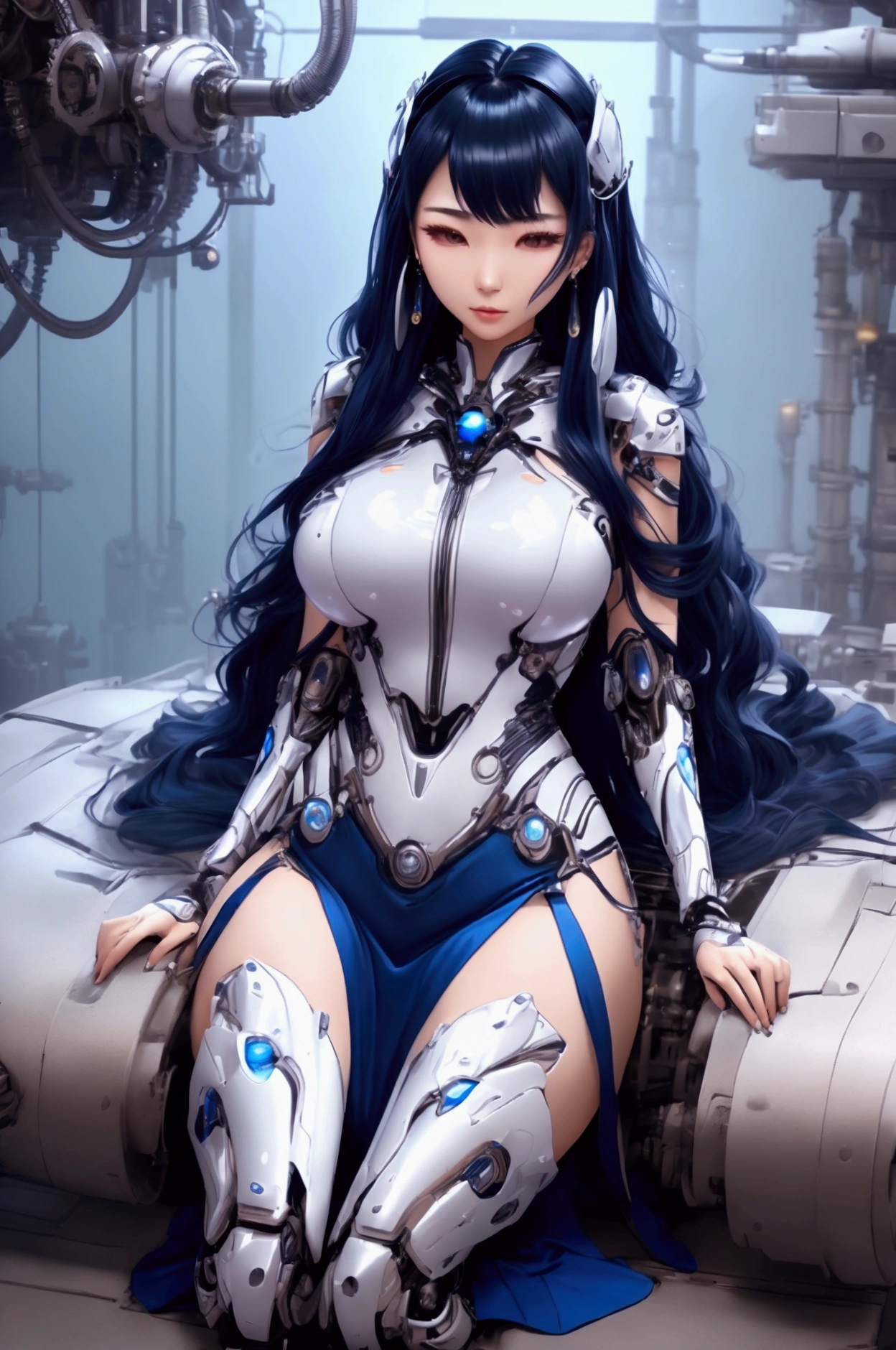 Sima, blue skin, cat ears, boy, man, sitting, gym,, (masterpiece,detailed,highres),