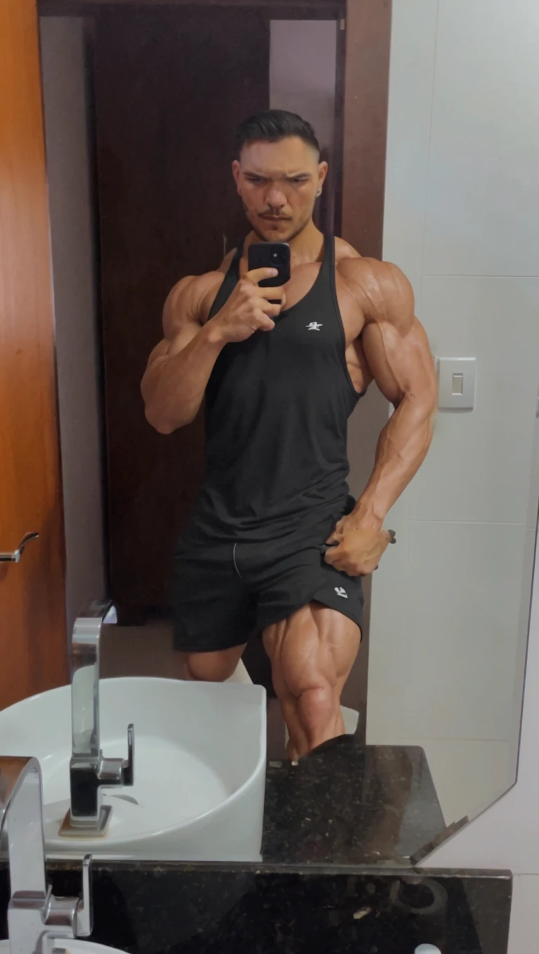 there is a musculine stocky man standing on a floor with left hands beside his body and right hand to his face, musculine beefy thick body, distant full body view, full body photogenic shot, doing a hot majestic pose, big pecs, big nipples, big chest, wide shoulders, big arms, big thighs, big claves, wearing transparent wet underwear, wearing white transparent socks, high quality photo, HD, fined quality, fined resolution, in a scenic background, standing on rooftop, plams trees and dark stormy sky background, tropical colourful environment, dramatic