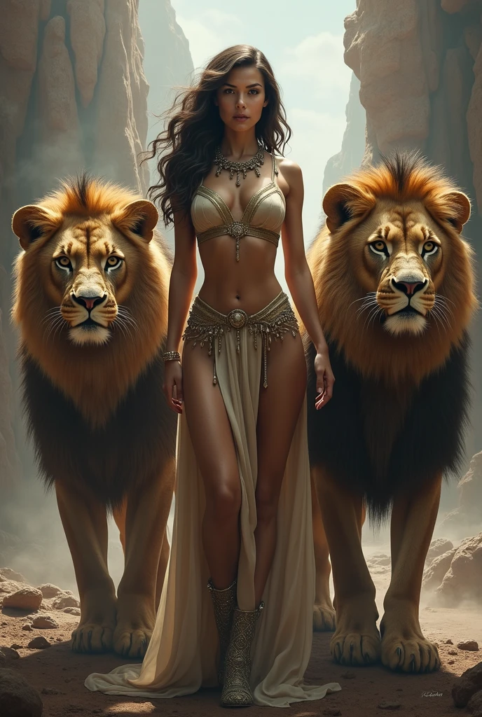 uma mulher em um traje com dois tigres e um tigre, gorgeous goddess of leo, mulher linda, epic 3 d oshun, Princesa africana deslumbrante, deusa bonita, mulher deslumbrante, mulher da fantasia, Rainha persa, pele escura deusa feminina do amor, Rainha da Selva, Tyler Edlin Arte de fantasia, Warrior Woman, uma bela mulher guerreira, Graphic artist Magali Villeneuve