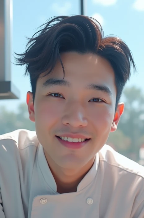 Real photo, reality, {high resolution}, {{male1名}}, {{Highest quality}}, , (8k, Highest quality, masterpiece:1.2, Very detailed), (Realistic, photoRealistic) , male, Ulzzang is cool, Handsome, Ulzzang, Korean, Facing forward, Blonde center part, Earrings, smile, Beautiful duo, Korean Star, White shirt, Smiling with a park in the background, Hall々It is said that, manly