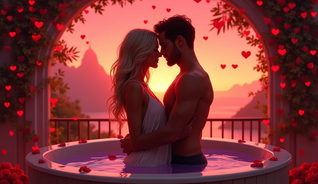 A man bathing with his wife in bathtub hdr realistic 
