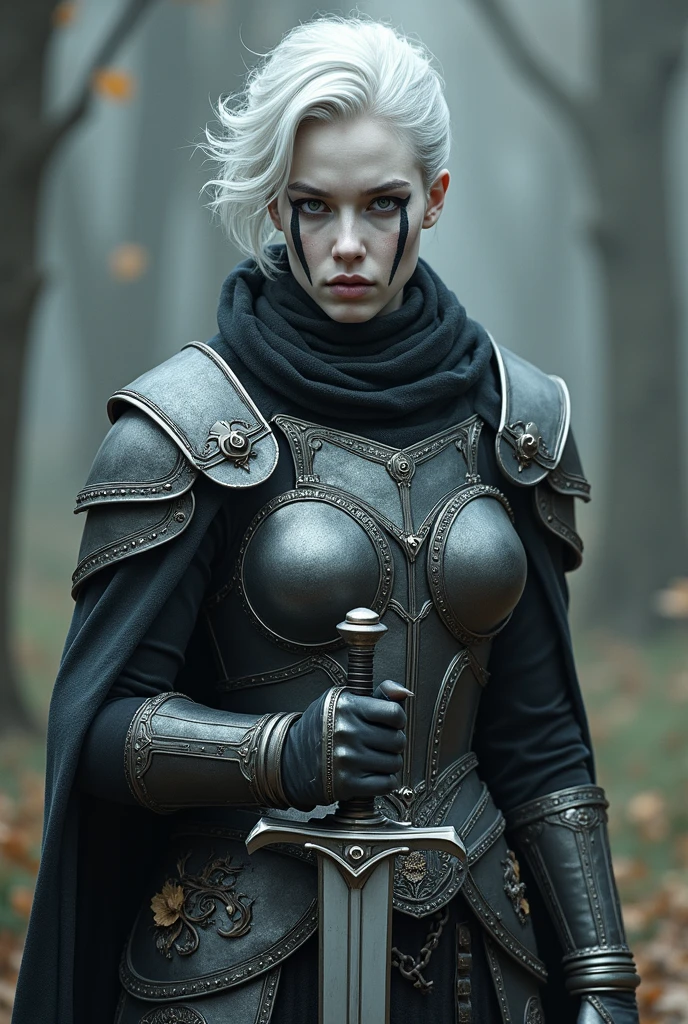 (Imaginary Painting:1.3) of (Graphic novel:1.3) of (Warhammer 40k:1.3), solo, 1girl, Order of the Thorned Wreath, Figures adorned in somber black armor entwined with thorny motifs, exuding a somber beauty and an aura of sacrifice, (art by Simon Bisley:1.5) and (art by Frank Frazetta:1.4), ((medium blonde:1.3) short hair) (worst quality:1.5), (low quality:1.5), (normal quality:1.5), lowres, bad anatomy, bad hands, multiple eyebrow, (cropped), extra limb, missing limbs, deformed hands, long neck, long body, (bad hands), signature, username, artist name, conjoined fingers, deformed fingers, ugly eyes, imperfect eyes, skewed eyes, unnatural face, unnatural body, error, painting by bad-artist, (worst quality, low quality,nsfw,nipple, pussy:1.5),Scribbles,Low quality,Low rated,Mediocre,3D rendering,Screenshot,Software,UI,watermark,signatureLow quality,Bad composition,Faded,(Photo:1.5),(Frame:1.3),watermark,signature
