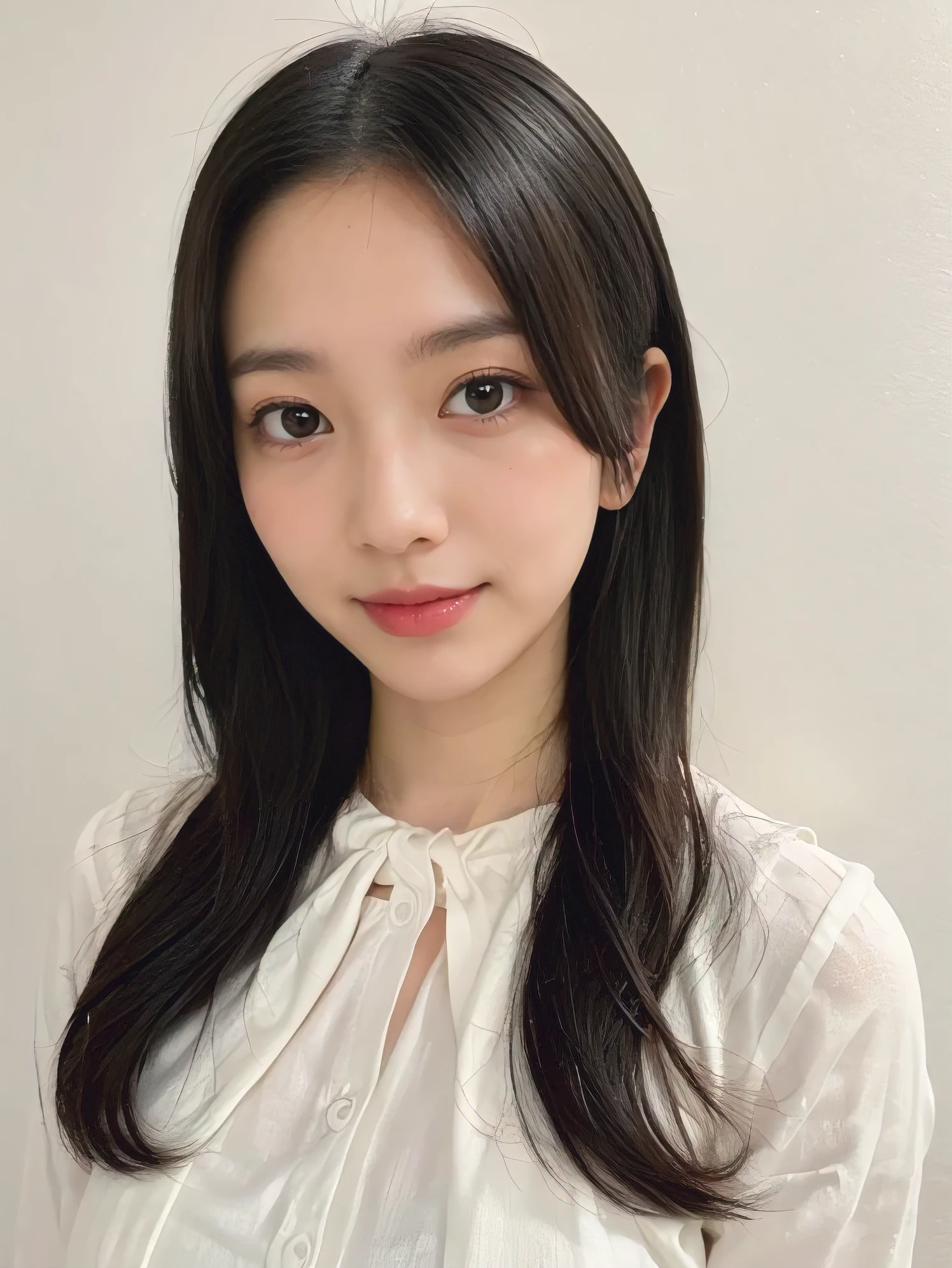 1girl, 25years old woman, cute face, Small breasts, medium breasts, large breasts, beautiful face, (perfectly detailed face), ((looking at viewer)), Simple Background, ((white background)), ((white wallpaper)), White skin, (bright lighting:1.2), perfect lighting, photorealistic, (bokeh), UHD, anatomically correct, highres