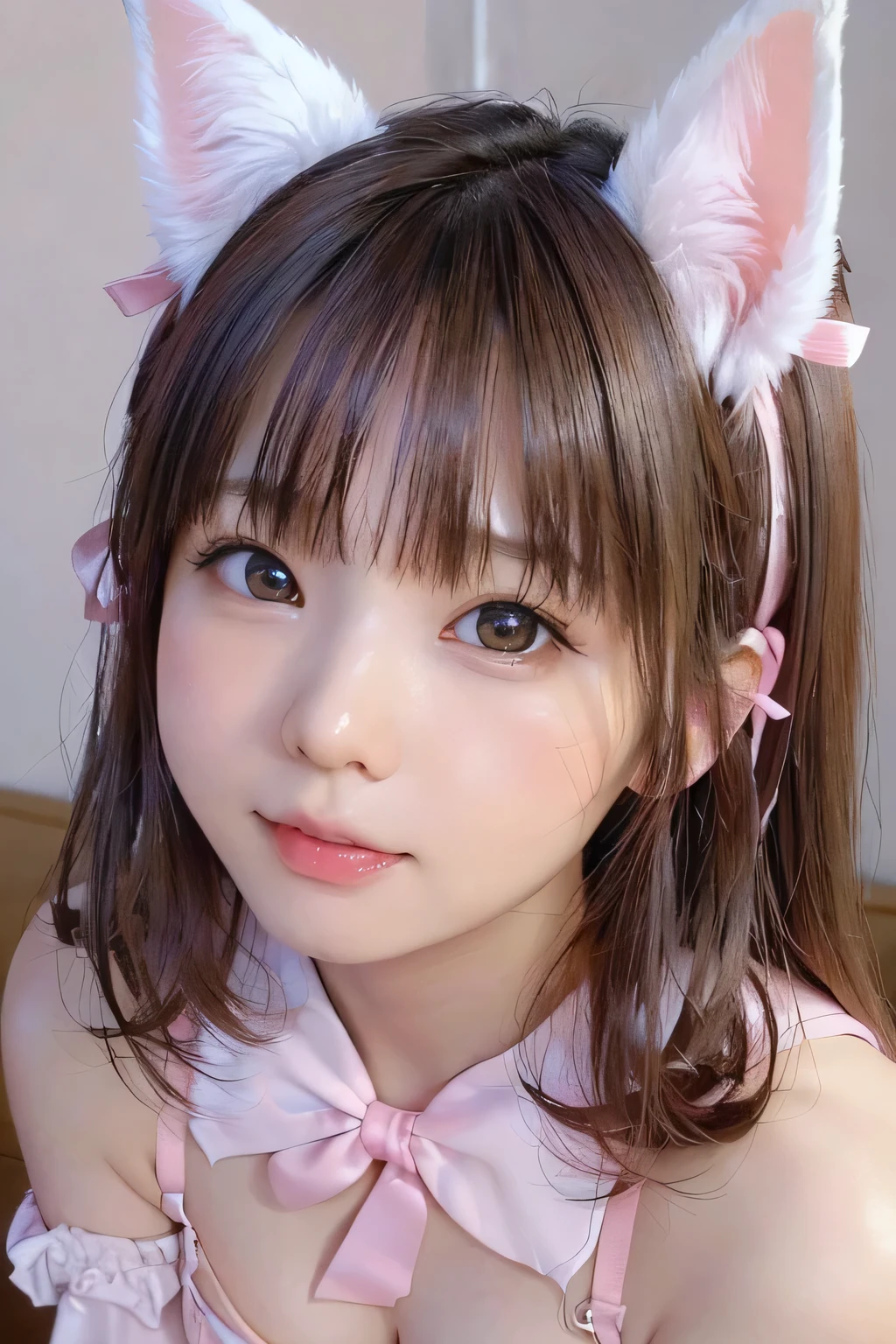 1. Cute kitten, (Adorable face:1.5), (Small nose:1.3), (Bright, sparkling eyes:1.3), (Tiny paws:1.2), (Furry body:1.4), (Playful expression:1.2), (Soft, fluffy fur:1.4), (Sitting on a mat:1.3), (At SFW:1.1)