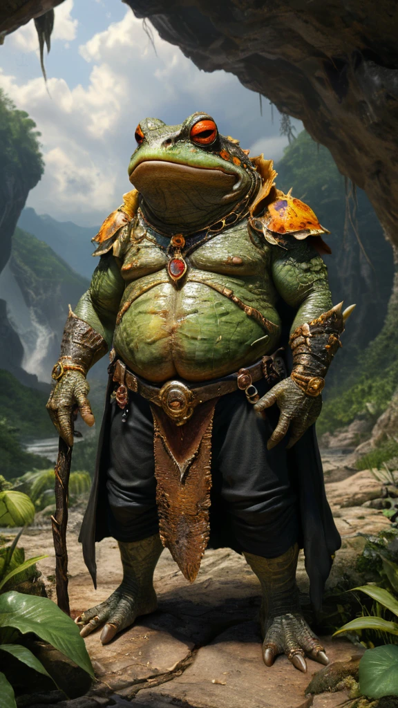 Oren is a bipedal turtle about 6 feet tall. His dark green shell is adorned with intricate, slightly shiny patterns, reflecting a polished and dignified appearance. His head is large and rounded, with deep-set, golden eyes that convey wisdom. His beak is sturdy and curved.
Oren's legs are strong and muscular, with sharp, well-groomed claws. His skin is olive green or dark brown, ranging from rough to smooth. He wears an earthy robe with subtle embroidery and may wear a necklace or amulets of special significance. His posture is upright and dignified, moving with a calm and precision that reflects his experience and wisdom.
manga cover drawing style, lora marvin style, hd detailed image. the background is a wooden kitchen with logs burning.
