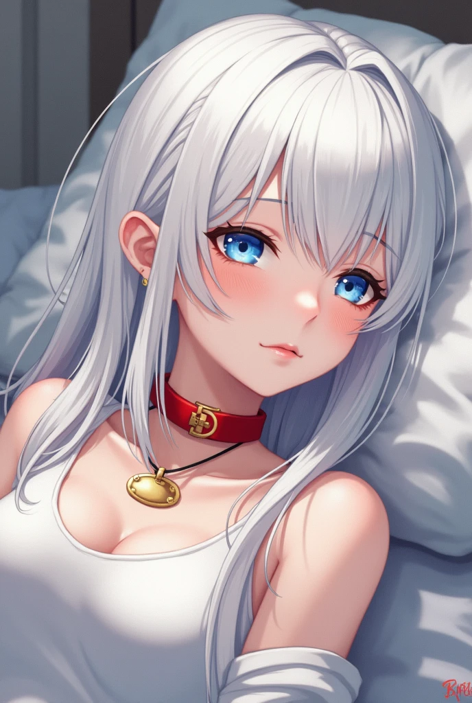 (masterpiece, best quality, beautiful and aesthetic:1.3), Elegant mature woman, 1woman, long silver hair, (small breast:1.0), red eyes with slit pupils, (wedding dress), black lingerie, (bottomless), looking at the viewer, small details, detailed face, in the dark, deep shadow, discreet key, Pure erotic face ace_V1, (lying on your back in bed), from above, bedroom, light smile