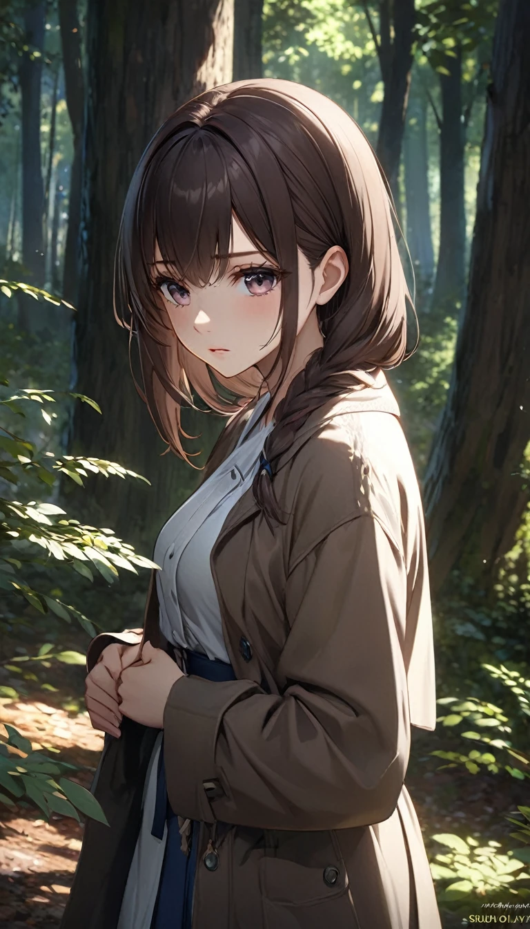 Detailed analysis, Detailed work, Best quality, 1440p clarity, Realistic light and shadow, Anime, background, In the middle of the forest, จากซีรีย์ Alya Sometimes Hides Her Feelings in Russian, Suou Yuki, Long dark brown hair, I&#39;m coloring the shades., black, purple, ตาสีpurple, ตาแบบAnime, Very large breasts,Wearing Supergirl costume, ถุงน่องยาวสีblack, Red lips