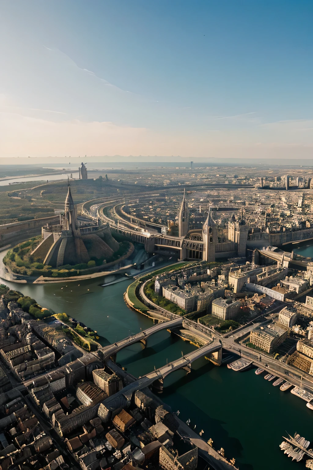 peaceful medieval kingdom, many people watching king arrived with crowd, lively atmosphere