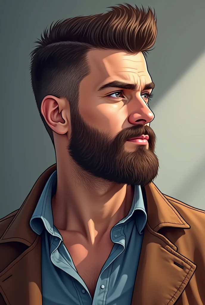 Man with exquisite facial features, art genre, cigarette in hand, art impressionist style