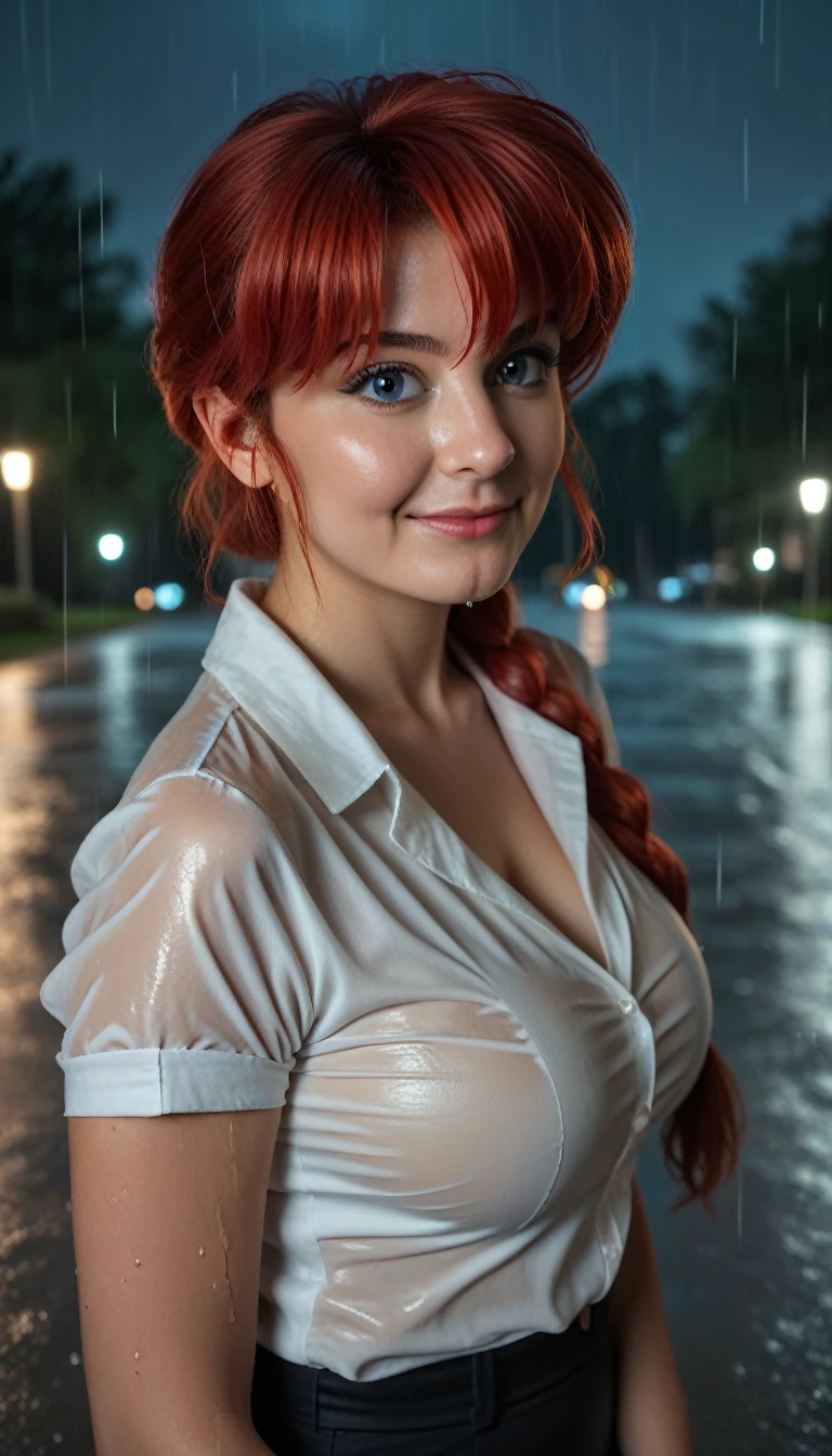 20 yo woman in a school uniform is sitting in the water, petite, short wavy red hair, dark freckles, long sleeves, cardigan, (tie), ((pleated skirt)), closeup fantasy with water magic, beautiful maiden, wearing a skirt made of water, cleavage, realistic oil painting, dripping wet, in water up to her shoulders, beautiful realistic painting, nymph in the water, hyperrealist portrait in a river, hyperrealistic fantasy art, splashing, realistic fantasy painting, cute shot, narrow depth of field, 8k, nsfw, ((drenched)), ((soaked)), (dripping water), dripping oil, heavy clothes, soaked in oil, wet all over, rouge lipstick, wet dripping hair, wetshirt