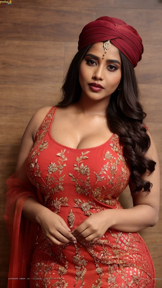 a gorgeous Nabha Natesh aunty, looking at viewer, Close-up, ((curvy body)), sexy figure, ((curvy figure)), ((looking at viewer)), (((big red bhindi on forehead))), (((dark lipstick))), (black hair), ((beautiful face)), ((detailed fingers)), ((wearing flower pattern salwar kameez dress)), in the house, big waist, thick thighs, (curvy figure), seducing, good proportion, curvy mature Nabha Natesh, front focus, (realistic), detailed perfect close-up, good proportion, front focus, 