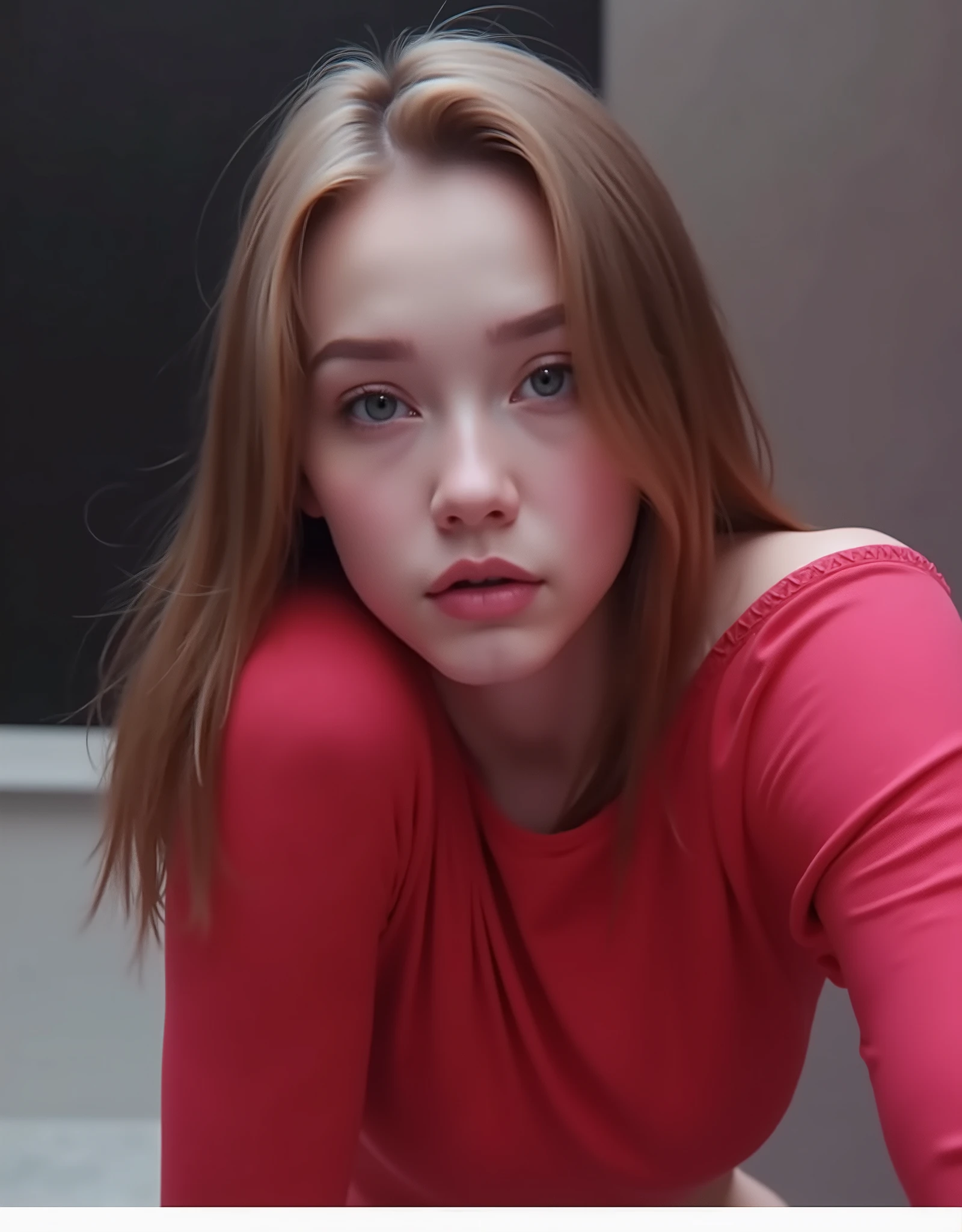 Young blonde teen, pretty, fair skin Sydney Sweeney, (photorealistic:1. 4)8k, Quality primer very sexy, moderate waist, sample of medium breasts, spicy position with leg open, Beautiful green eyes, teenager, place on bed in bedroom, full of pink objects and with gamer background, neon lights, red hair, Girlish, , showing body on side with legs up in the air with hand opening ?????? and finger inside anus shown, woman's sexual and with small amount of hair in vagina