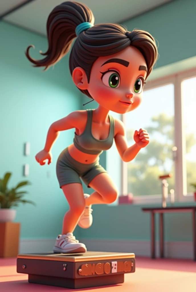 (a 40-year-old white woman, shoulder-length hair, brown with blonde highlights, exercising in the gym), (best quality, 4k, highres, realistic:1.2), (portrait, fitness), (bright, vibrant colors), (studio lighting), (detailed facial features, defined muscles), (sweat, energetic), (modern gym equipment), (motivated expression), (confident posture), (fit and toned body), (athletic clothing), (dynamic composition), (shadows and highlights), (professional photo-like), (focused and sharp), (healthy and active lifestyle)