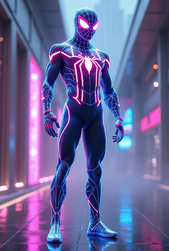 Cyber neon spider man armored suit