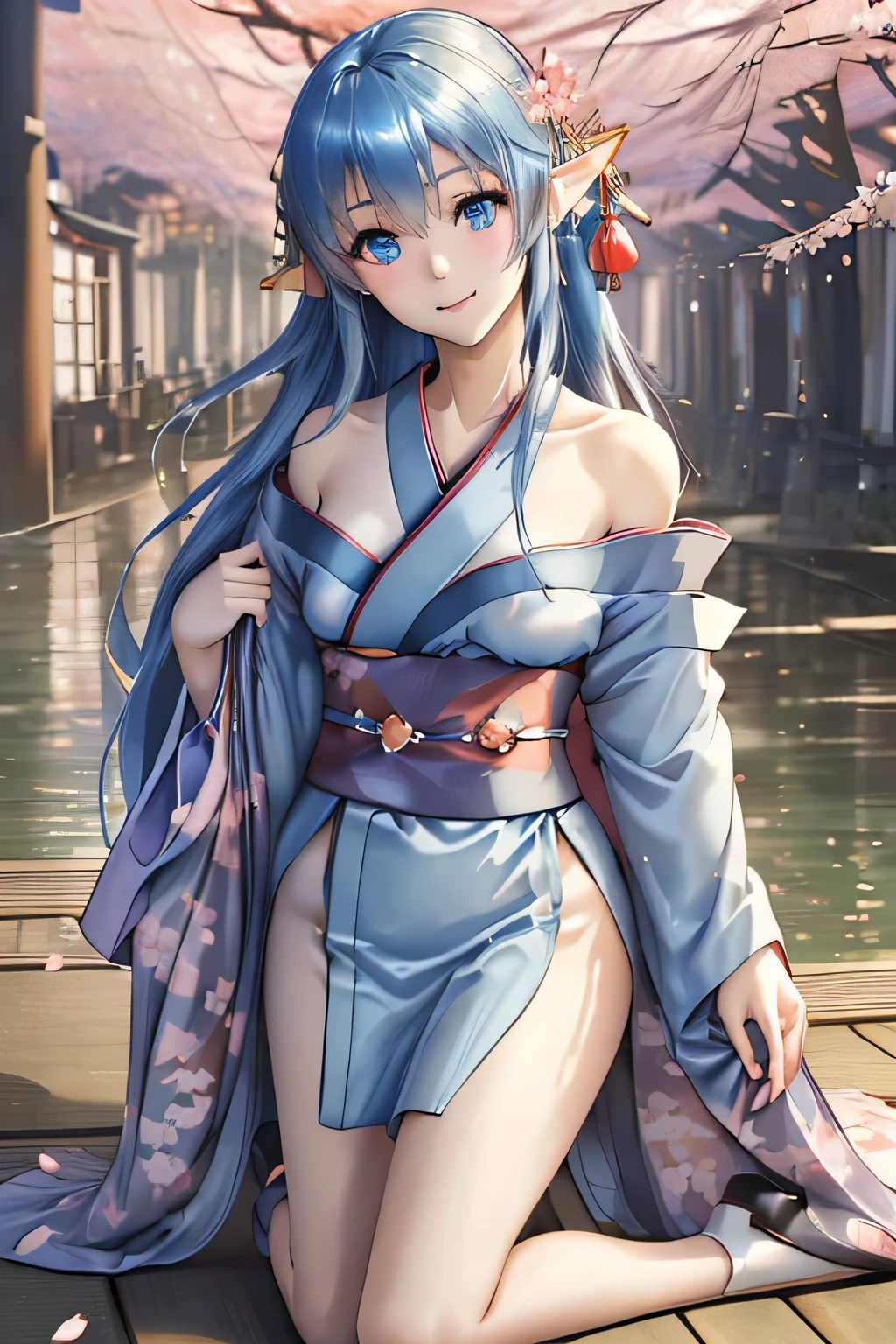 {{{{amazing quality, great quality, high quality, very aesthetic, aesthetic, best quality}}}},
realistic, photo, shadow, Three-dimensional, absurdres, Digital art,
{{{{Magical girl}}}}, beautiful girl, one girl,
light blue hair, long straight hair, hair, trimmed hair, shiny hair, blunt bangs, short sideburns,
blue eyes, tareme,
{{flat chest}}, {{small breasts}}, {{detailed body}}, slim thighs, thin thighs,
{{white mini kimono}}, {{yellow kimono obi}}, {{skull-shaped hair ornament}}, barefoot, Geta for women,
No panties, no bra, spread legs, raise both legs, open the thighs, distress, resistance, defeat, inferiority, sexual pleasure, troubled face, shy, orgasm, sensitive body, Screaming, trembling, A girl covers her crotch with her hand,