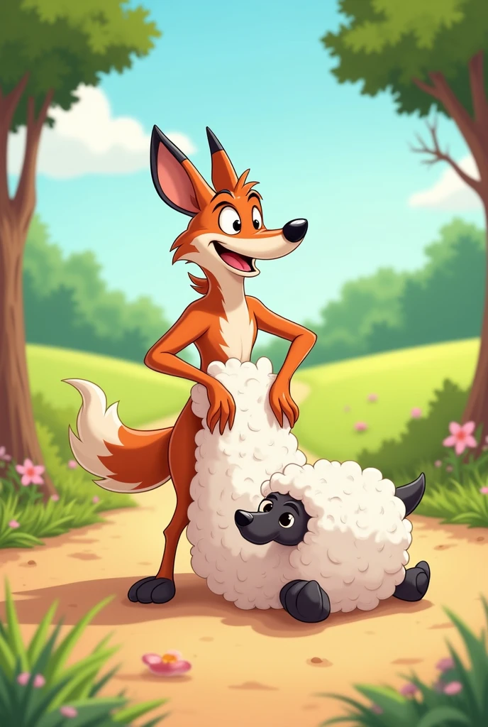 Feral, furry, erection, cum on tail, Animal genitalia, knot, anus, cute, excessive cum, fluffy tail, toony art style