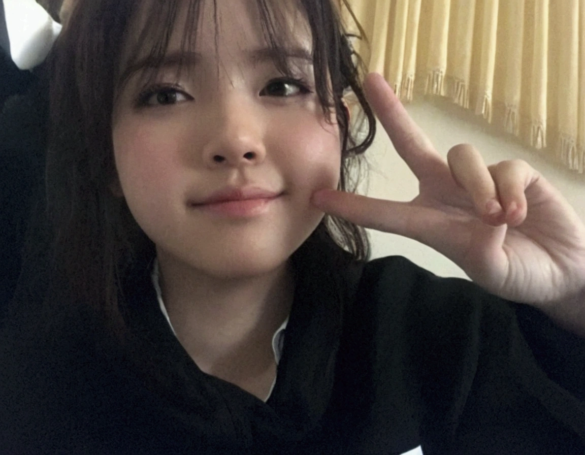 ollarbone,pastel colors t-shirt,off-shoulder look,bare shoulder,midriff peek,frill panties,open mouth,tongue out,cum on tongue,stand,slouch,flont view,cowboy shot,Selfie,eye-level shot,(1girl,Beautiful 14 year old girl),((Slender,Small breasts,Small face,)),looking at viewer,Black Hair,bangs,one side up,Beautiful and detailed,Mischievous smile,Dimly lit room,Simple Background,Black background,Low lighting