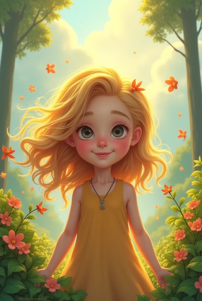 fant, antonella fant, 1girl, solo, long hair, looking at viewer, blush, smile, white background, upper body, flower, nude, english text, leaf, plant, white flower, partially submerged, freckles, fish, yellow flower,