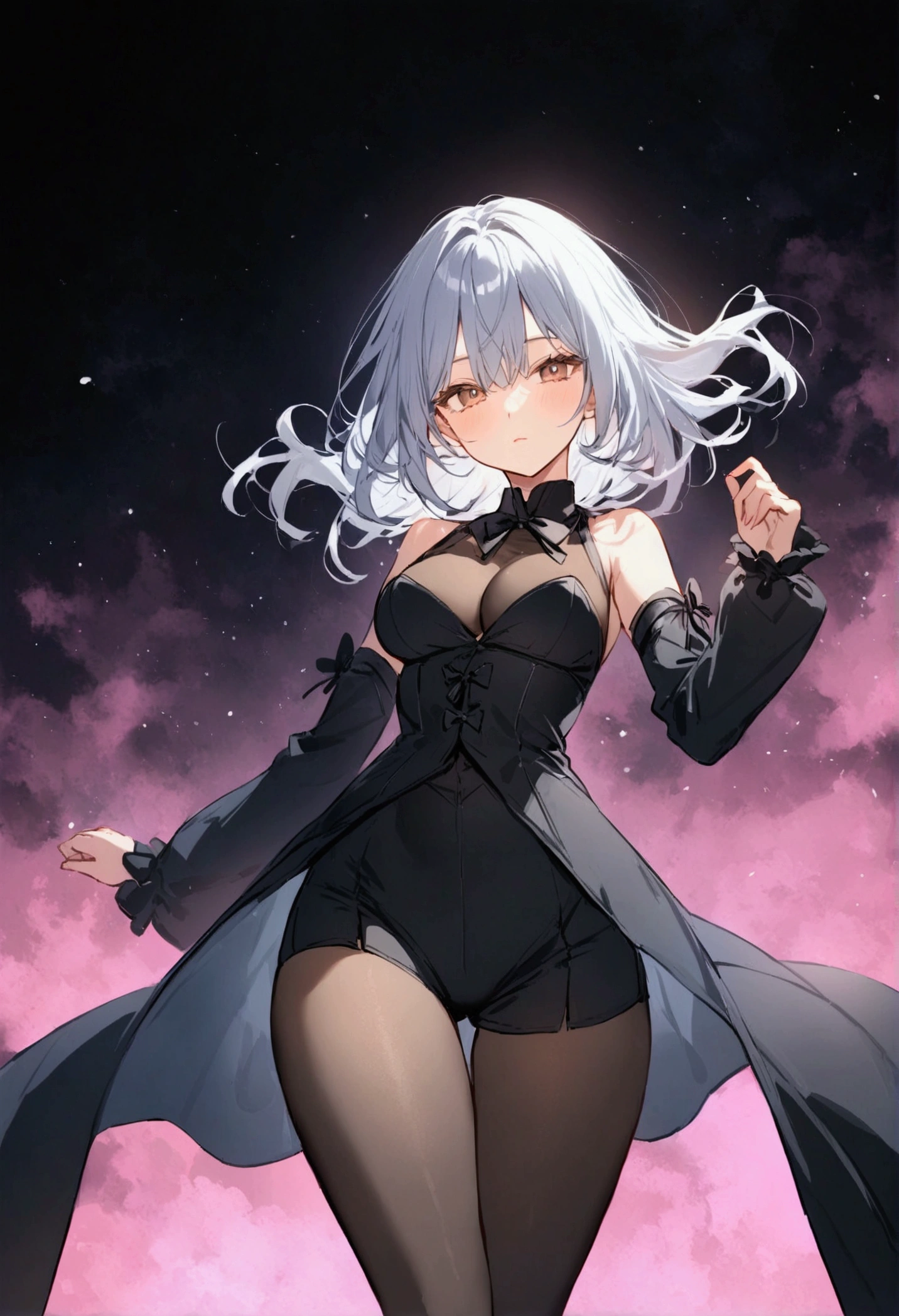 (((1girl))), Jeanne d'Arc Alter \(Fate grand order\), Jeanne d'Arc Alter from Fate grand order, beach side, night time, starry night, waves crashing against beachside, on beachside, (extremely big breasts, extremely big ass, extremely wide hips, thick thighs), squatting with ass resting in heels, ((angry grin, single sweat on side of head, both nipples erect, furrowed eyebrows)), front angle, front facing angle, zipped up jacket,
