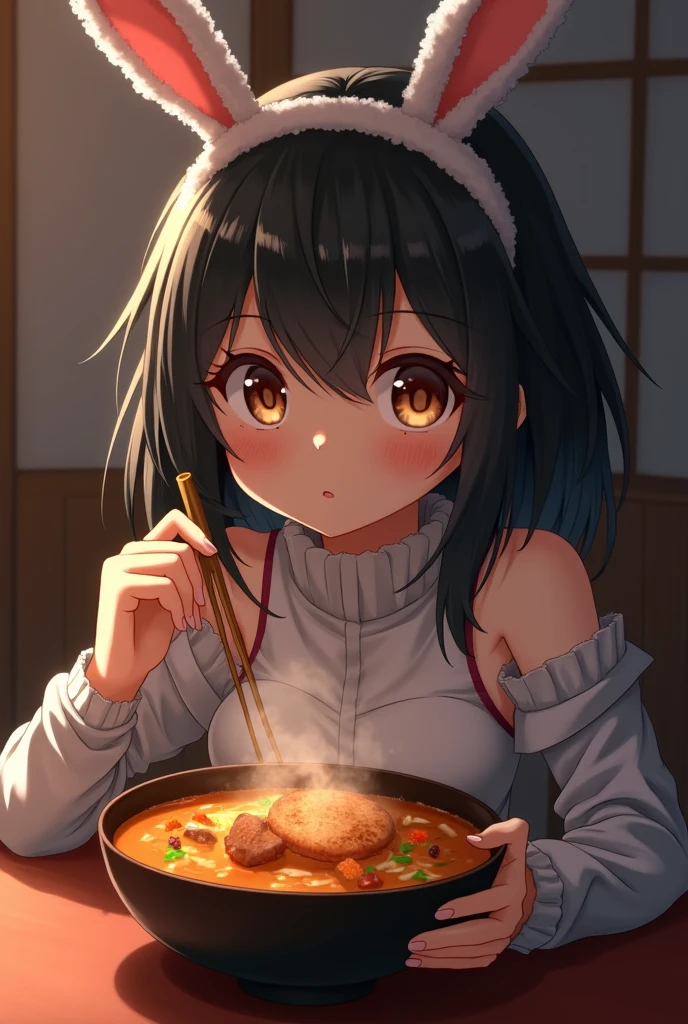 (small breasts:1.3), (perky chest:1.1), (pointed chest:1.0), (Pudding cake magazine cover:1.3),(from above:1.0),(from side:0.9),masterpiece, 1girl, Amazing Cleavage:1.1, thin waist, big ass, Raised sexy, small breast: 1.3, posed cleavage:1.2、solo, open mouth, have a cute grass of cute beergrass,black hair, dark green eyes, dress, bare shoulders, jewelry, collarbone, sidelocks, hairband, earrings, indoors, off shoulder, sweater, arms behind back, plant, short hair with long locks, gild hairband, sweater dress:1.2, off-shoulder sweater, red sweater, dark gord hair, big side hair, very long side hair,is rendered in (masterpiece: 1.2, best quality), with (ultra high resolution) and an exquisite (depth of field). This masterpiece is not only visually stunning but also tells,A scene of cooking in the kitchen by classroom ,looking at viewer,