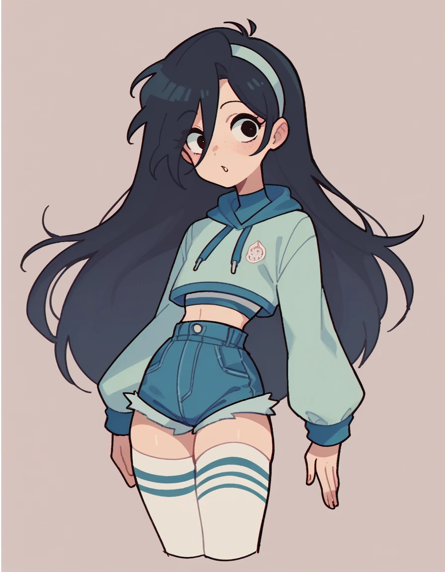  best quality, Super detailed illustration, boy, long stockings, short shorts ,long long hair, complacent, a femboy, Slim, ideal body, narrow waist, Wide hips,