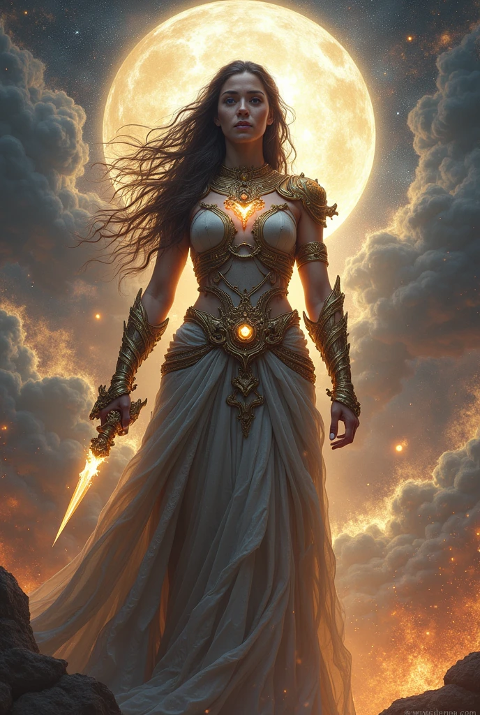 Goddess Hestia Holding a sword facing left side