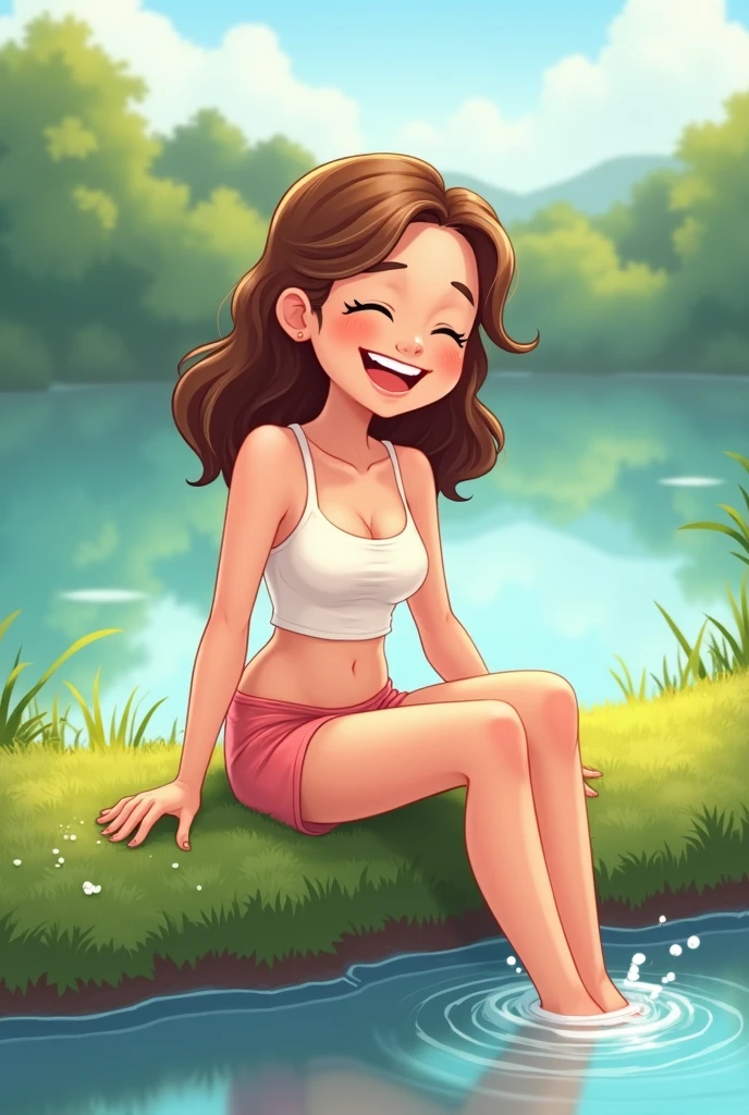 (low angle shot:1.5), naked, showing genitalia, jiggling tits, she looks giant because the camera sees her from her feet, grin, aroused, flirty, lascive, wanting sex, asking for sex, frontal view, grass garden, outdoors, full body shot, sexy pose, flirting with the camera, grin, playful, provocative, feet in frame, full body in frame, woman squatting stepping on me, open legs, stepping on the camera, staring at me, ((low angle shot)), , eye contact, staring at the viewer, flirting with the camera, tt_saggy, sagging breasts, juicy breasts, jiggling breasts, small breasts