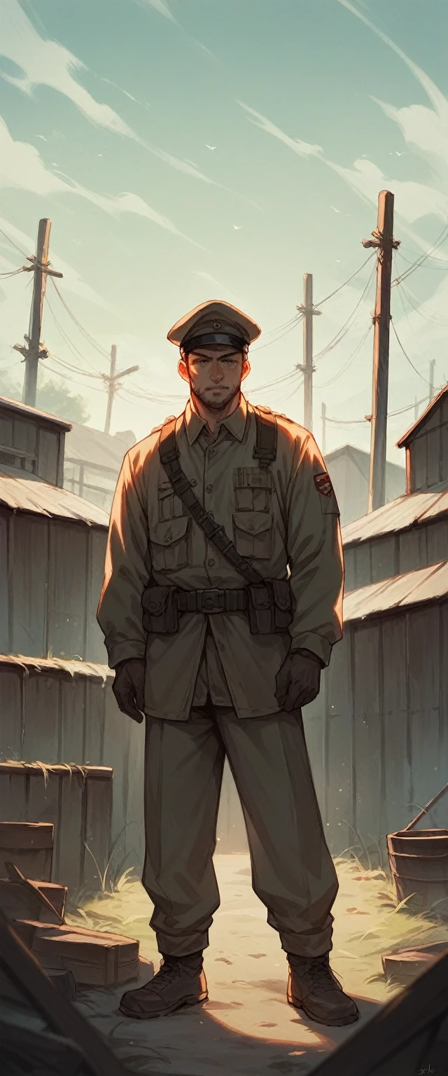 Create the image of a soldier of the Slavic armed militia