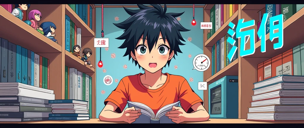 (melhor qualidade, obra-prima) L Lawliet do anime Death noter, in a unique and captivating style, fundo escuro, intense expression, olhos penetrantes, cabelo preto desarrumado, roupas escuras e elegantes, silhueta misteriosa, postura confiante em um quarto com livros e um computador.