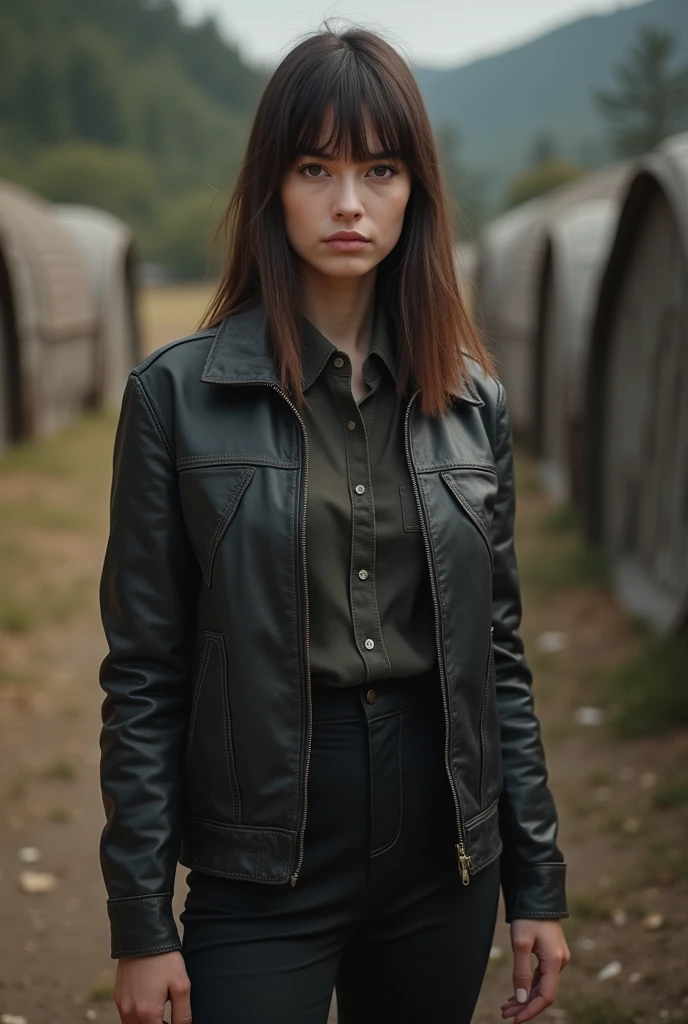 stylist man, red medium length hair, fashion wearing, posing in the field, smirk, green eyes