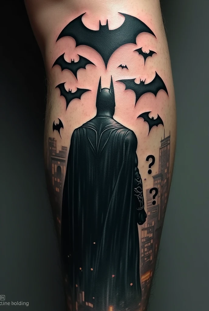 Bat silhouette tattoo made of black lightning bolts