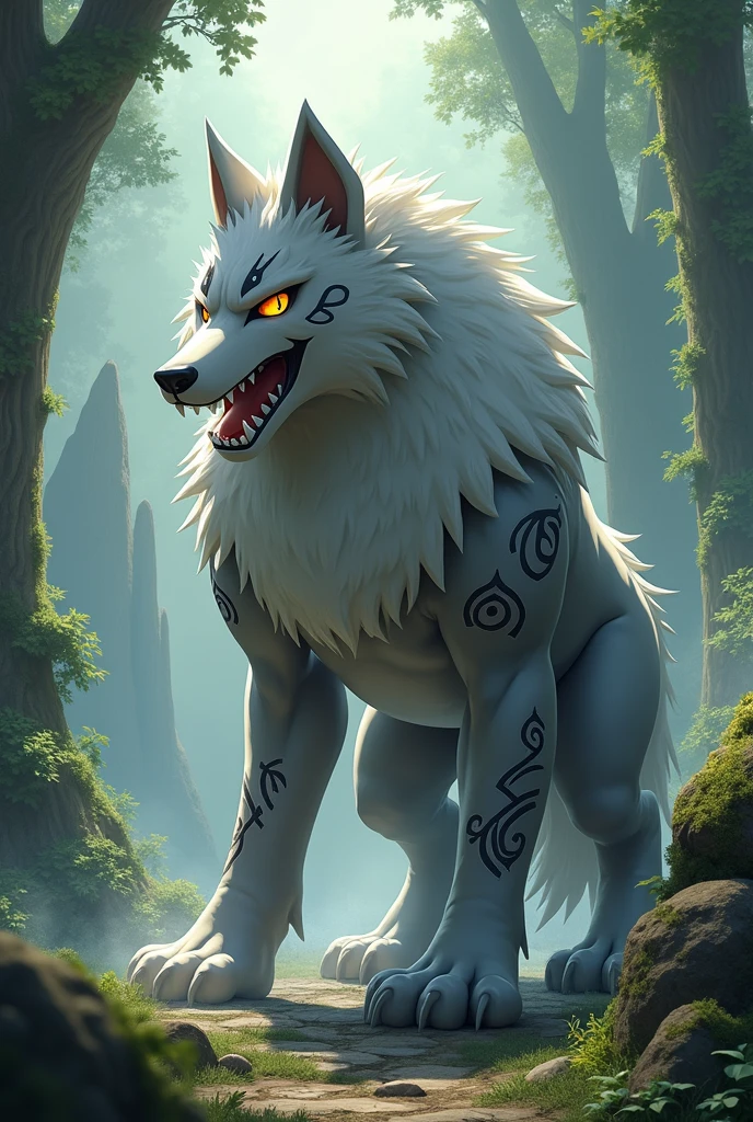 ultra-detailed, masterpiece, masterwork, high quality, best quality, hdr, (nature, night), posted on e621, (by chunie), nsfw, male, solo, chibi, (white little body werewolf), canine, (long  silver hair, yellow eyes, white body, roar), stylish pose, dynamic angle, (micropenis, foreskin, childpenis, perfect balls)