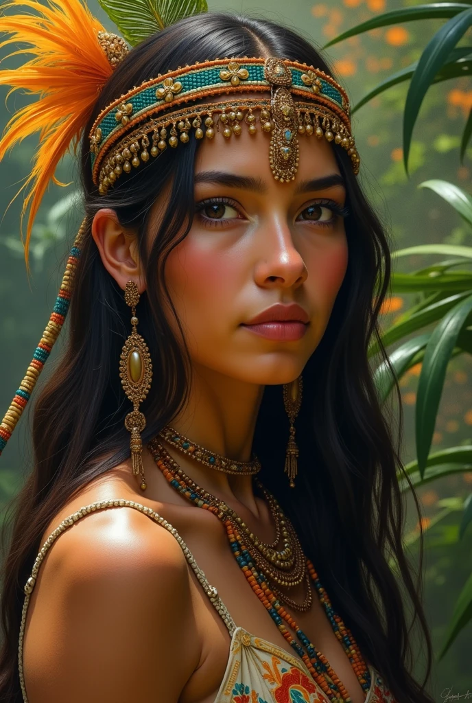 A beautiful Brazilian Indian in colonial times 