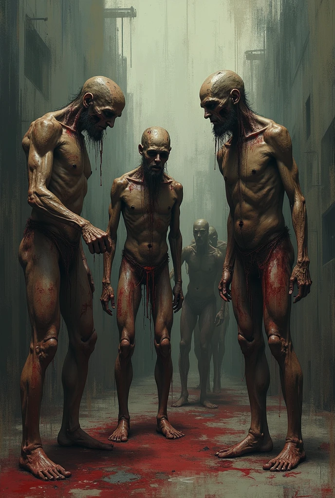 People infected with the black plague 

