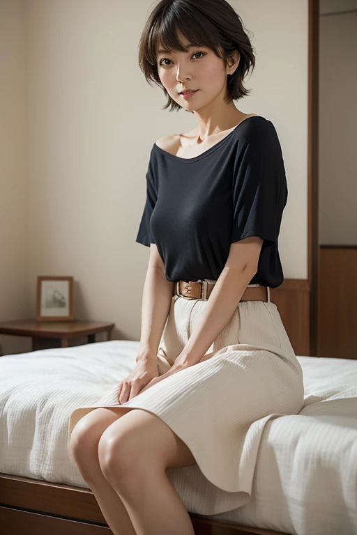 ((8k:1.27)、Highest quality、masterpiece、Ultra-high resolution:1.2)Photo Beautiful Japan woman (Comfortable:1.1) (Grey clothes:1.21) Designed by Greg Rutkowski and Alphonse Mucha Exquisite Elegance、Fantasy、detailed、geometry、Gradient lighting、One Girl、26 years old、Delicate skin、Looking at the audience、Brown eyes、(Flaxen short hair:1.2)、(Small breasts:1.0)、(middle breast wheel:0.8)、(Photorealistic:1.4)、(Highest quality:1.0)、(Ultra-high resolution:1.0)、(Without the use of hands:1.0)、8k、RAW Photos、 (Representative Song: 0.2), (Pure Eros Face_v1:0.5)、Tight clothing、tote bag、No sleeve、one piece、No sleeve、See through、smile、necklace、Linen Material、shirt、Ginza 4th Street、after work、evening、Business Fashion、Parted bangs、Hair is tied、A kind smile、Bust biting into the belt of the bag、Small breasts、Please stand up straight.、On the chest、