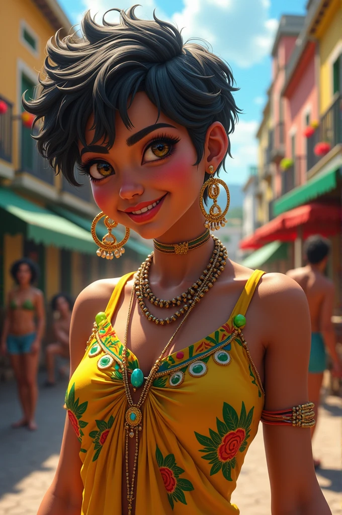 brazilian woman Pixar style, by Tristan Eaton Stanley Artgerm and Tom Bagshaw
