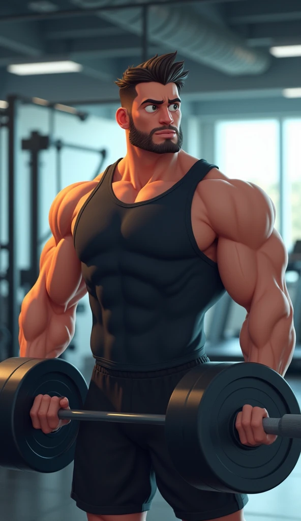 Can you help me create a realistic background image of you training at the gym? Motivated, something that stands out? 